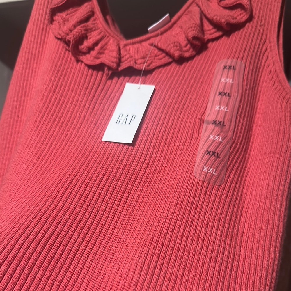 GAP Pink Ruffled Ribbed Sleeveless Tank Top - Picture 5 of 5
